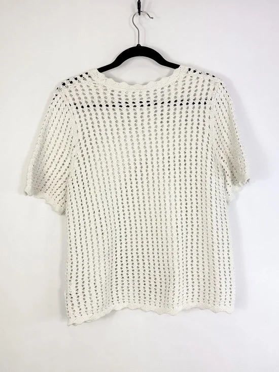 Gap Crotchet Scalloped Short Sleeve Sweater - Picture 2 of 5